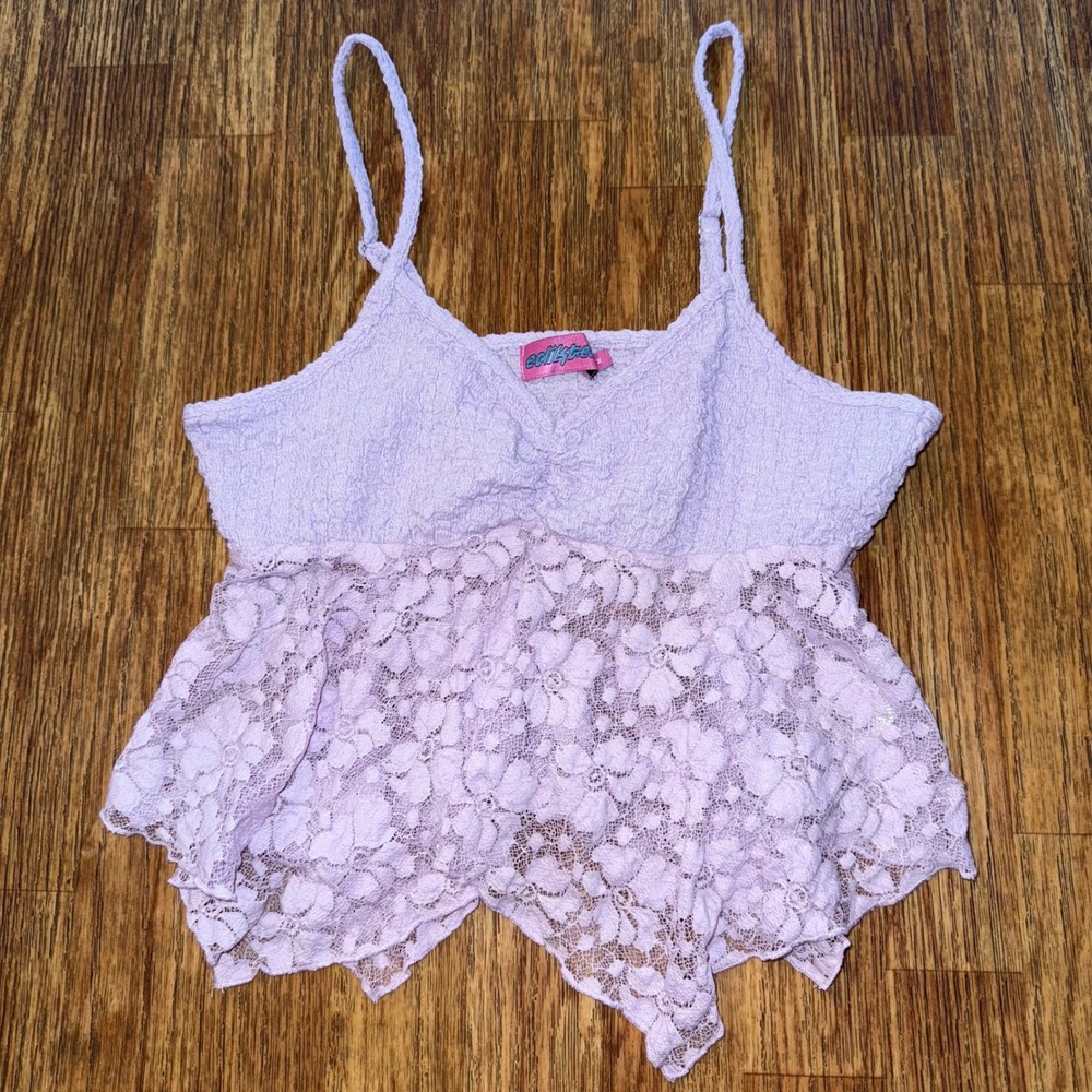 Edikted Top Spaghetti Strap Lavender Lace Babydoll Cami S Y2K Style Fairy Grunge